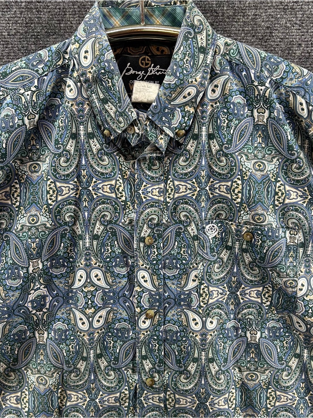 Wrangler George Strait Shirt XL Cowboy Cut Long Sleeve Blue Paisley Button
